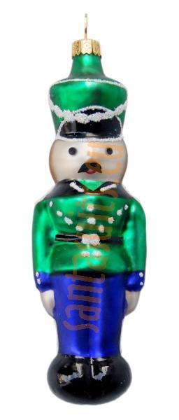 Blue &amp; green tin soldier ornament
