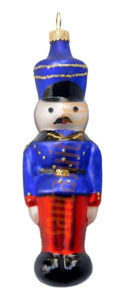 Red &amp; blue tin soldier ornament