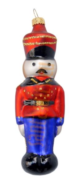 Blue &amp; red tin solider ornament