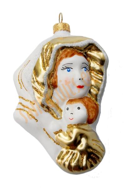 Gold &amp; white Mary and Child ornament