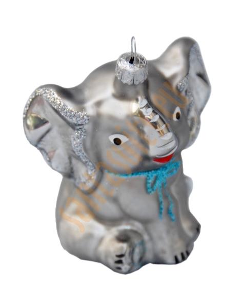 Grey sitting elephant ornament