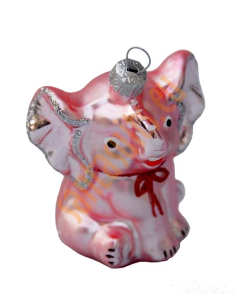 Pink sitting elephant ornament