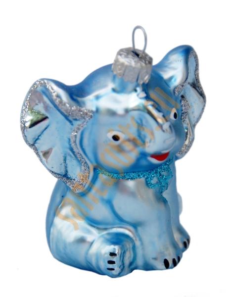 Blue sitting elephant ornament