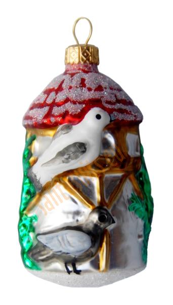 Red &amp; white birdhouse ornament