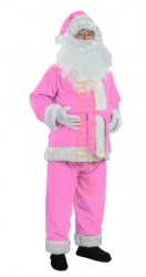 pink Santa suit made of fleece - jacket, trousers and hat