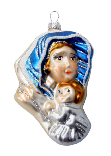 Silver &amp; blue Mary and Child ornament