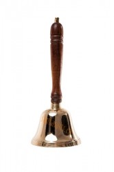 huge Santa's brass bell with wooden handle
