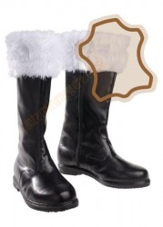 Real leather Santa boots (snow-white faux fur)